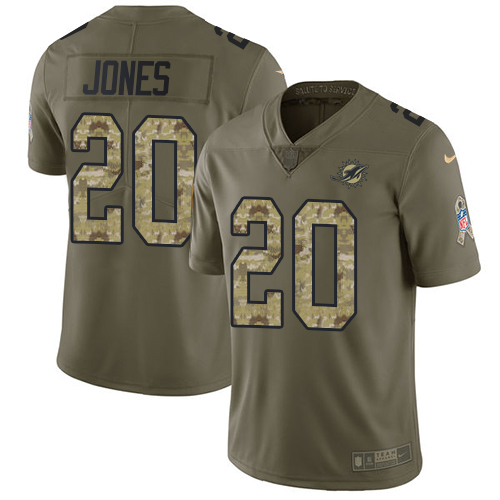 Nike Miami Dolphins #20 Reshad Jones Olive Camo Youth Stitched NFL Limited 2017 Salute to Service Jersey